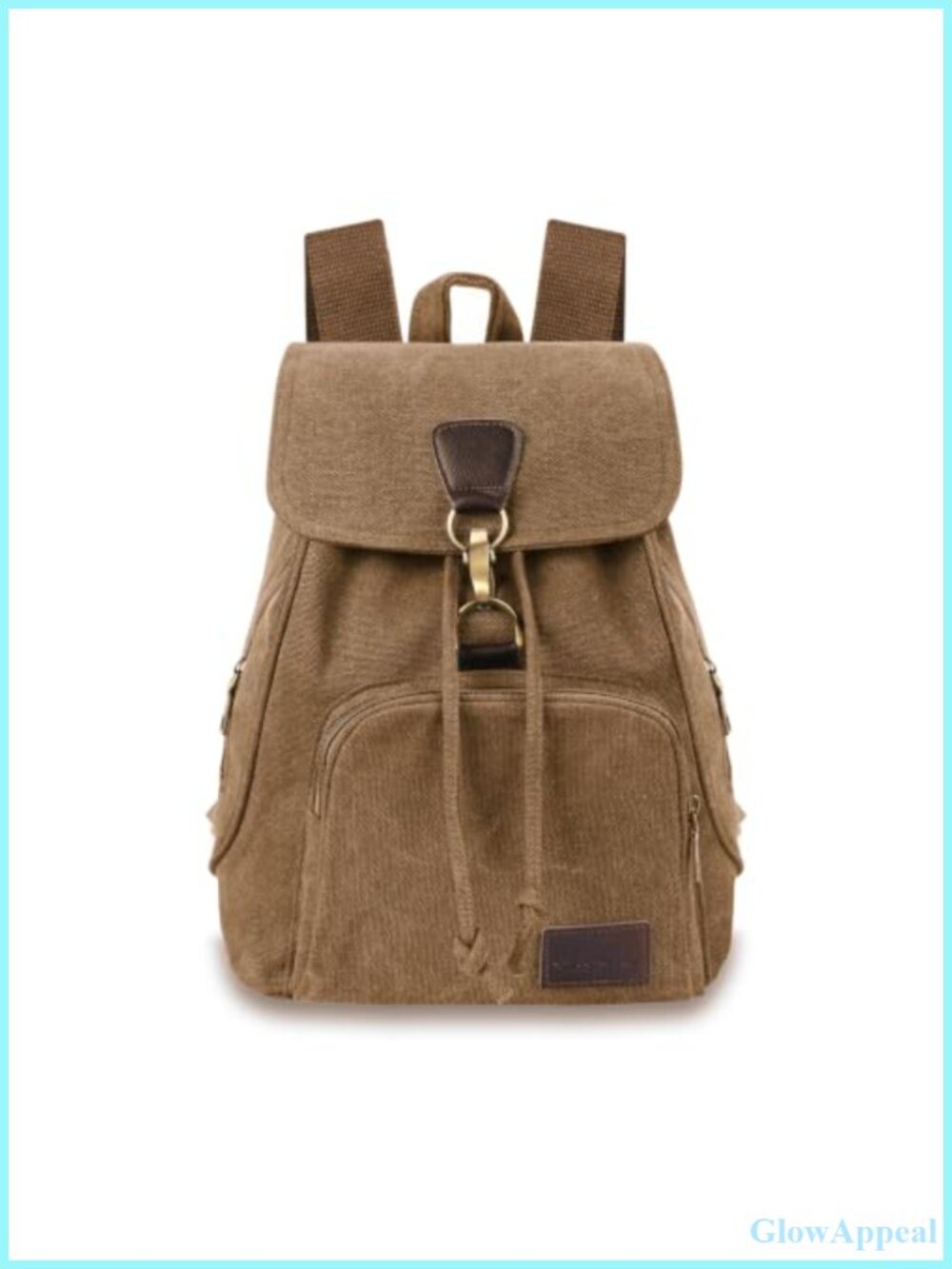 Small Washed Canvas Backpack Purse Faux Leather Drawstring Daypack